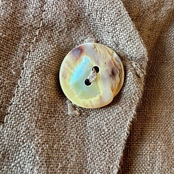 Cottonwear Brown 3 Shell Button 100% Linen Tunic Vest XL - Picture 8 of 11